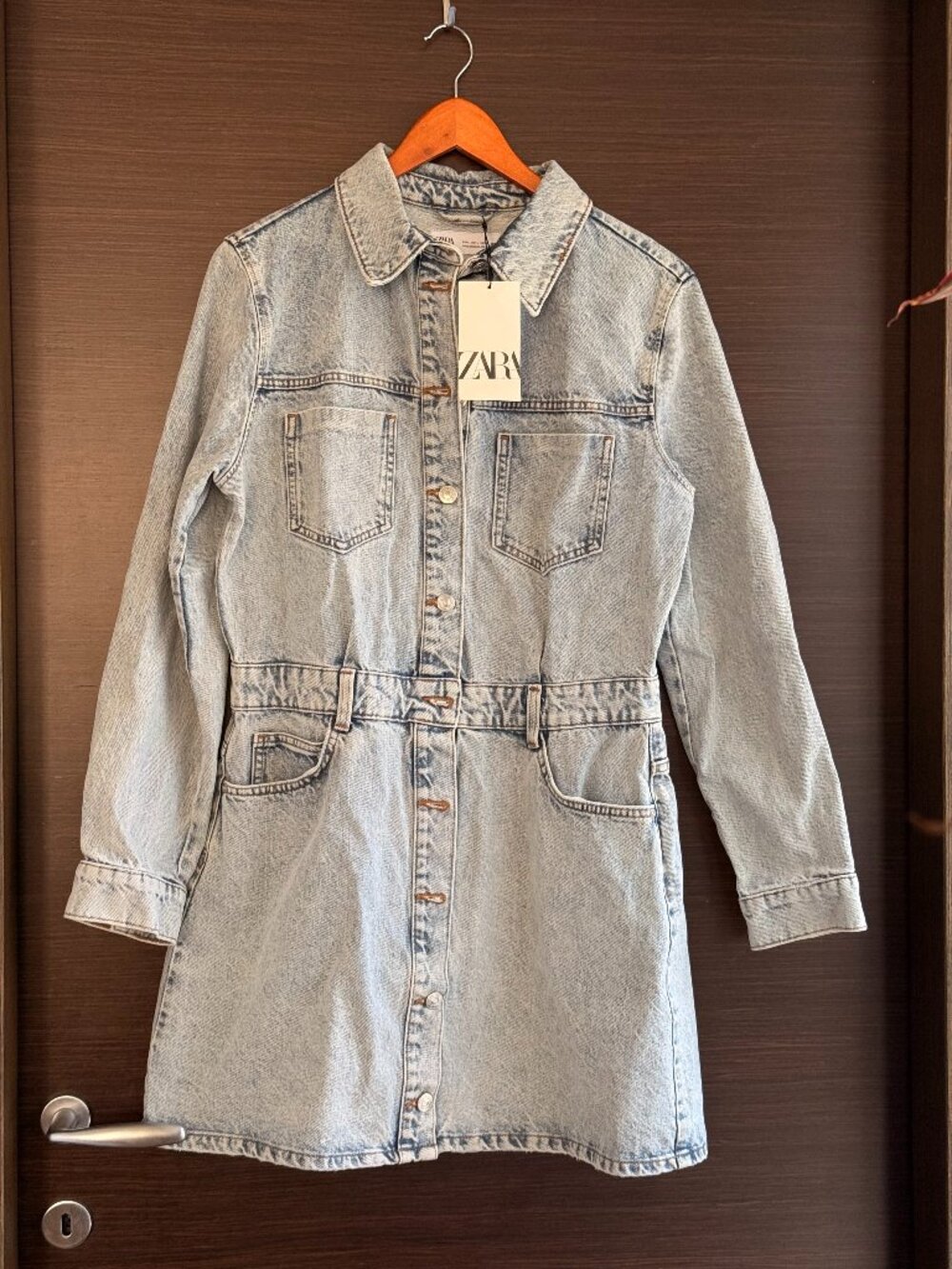 Zara Acid Wash Denim Mini Dress